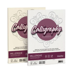 Carta pergamena Favini Calligraphy Millerighe liscia fondo rigato 200 g/m² A4 bianco 01 50 fogli - A