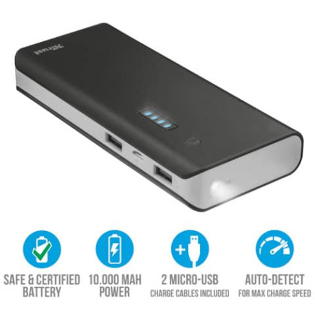 Caricabatterie portatile Powerbank 10000 Trust Primo nero 21149 -  Lineacontabile