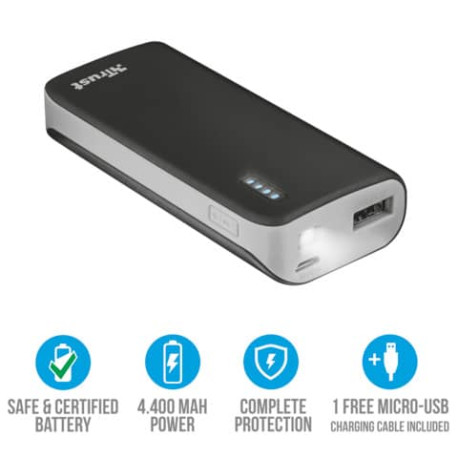 Caricatore portatile Powerbank 4400 Trust Primo nero 21224 - Lineacontabile