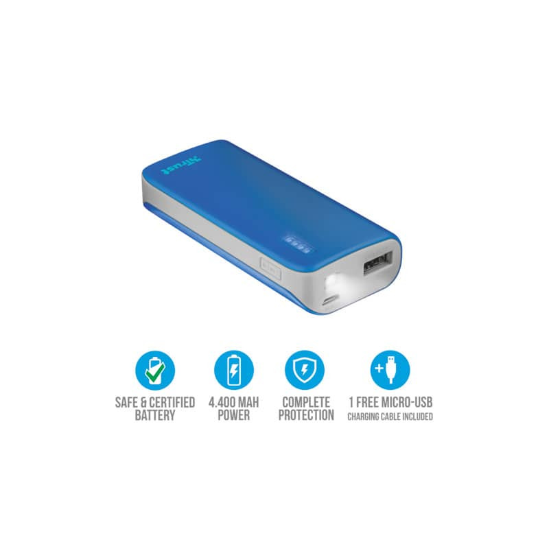 Caricatore portatile Powerbank 4400 Trust Primo blu 21225 - Lineacontabile