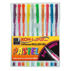 Penne gel KOH-I-NOOR 0,7mm colori pastello assortiti conf.10 - NAGP10P