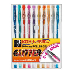 Penne gel KOH-I-NOOR assortiti 0,7mm con brillantini conf. da 10 - NAGP10S