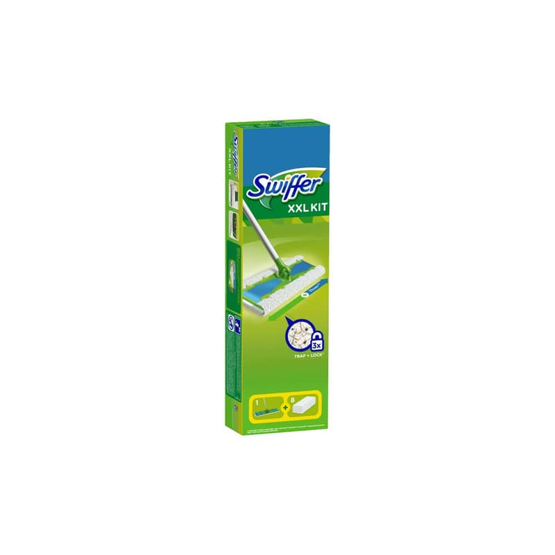 Starter Kit catturapolvere Swiffer MAXI XXL verde scopa + 8 panni