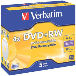 DVD+RW Verbatim 4x 4.7 GB  Conf. 5 pezzi - 43229