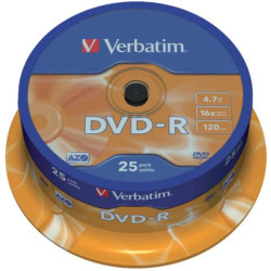 DVD-R Verbatim 16x 4.7 GB  in confezione da 25 dvd - 43522