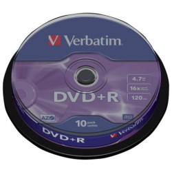 DVD+R Verbatim 16x 4.7 GB  in confezione da 10 dvd-r - 43498