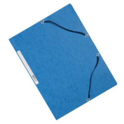 Cartellina a 3 lembi con elastico Q-Connect 24,3x32 cm cartoncino manilla 375 g/m² blu - KF02167