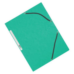 Cartellina a 3 lembi con elastico Q-Connect 24,3x32 cm cartoncino manilla 375 g/m² verde - KF02168