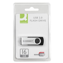 Chiavetta USB Q-Connect High Speed 2.0 nero 16 GB con cappuccio di protezione KF41513