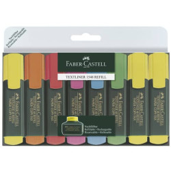 Evidenziatori Faber-Castell Textliner 48 Refill tratto 1-2-5 mm assortiti astuccio da 6+2 omaggio - 