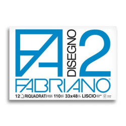 Album da disegno Fabriano F2 collato 1 lato 100 g/m² 12 33x48 cm ff. lisci riquadrati - 06201534