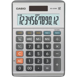 Calcolatrici da tavolo CASIO solare o batteria display 12 cifre argento - MS-120BM