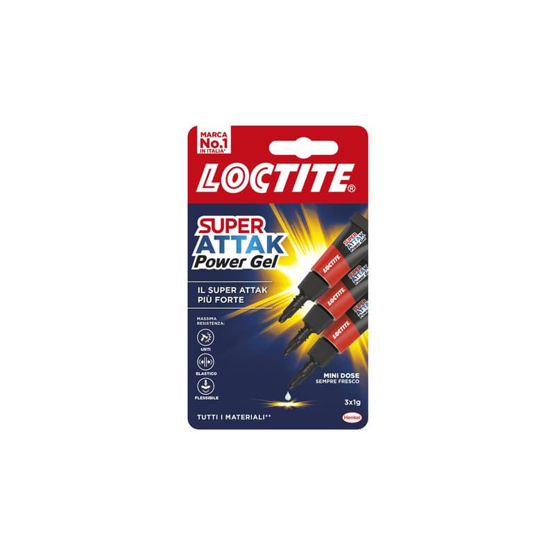 Colla Loktite Super Attak Power Flex gel Mini Trio trasparente Blister da 3  tubetti da 1 g. - 204863 - Lineacontabile