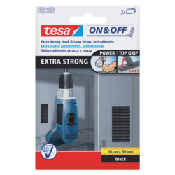 Strisce adesive tesa On&Off extra forte 50 mm x 10 cm nero 55228-00000-02