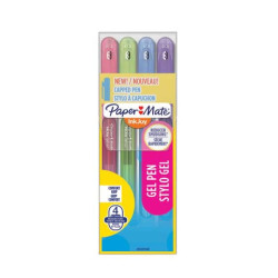 Penne Paper Mate InkJoy Gel 600 Stick M 0,7 mm assortiti - wallet da 4 (rosa, lime, viola, blue grey