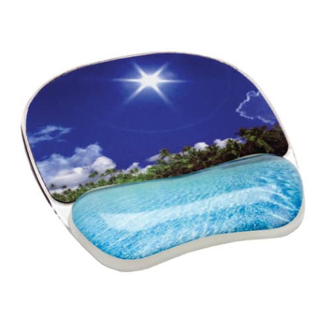 Tappetino mouse e poggiapolsi FELLOWES Photo Gel™ spiaggia tropicale  multicolore 3,2x20,2x23 cm - 92 - Lineacontabile