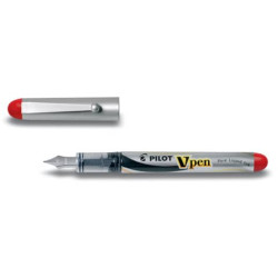 Penna stilografica usa e getta Pilot V-Pen Silver M rosso tratto 0,5 mm 007572