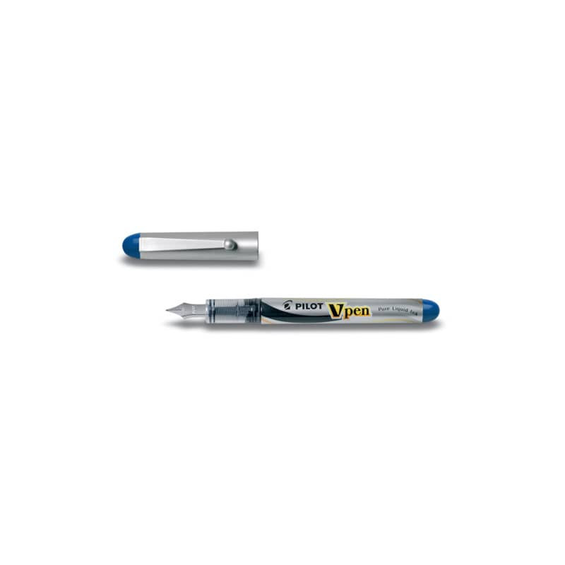Penna stilografica usa e getta Pilot V-Pen Silver M blu tratto 0,5