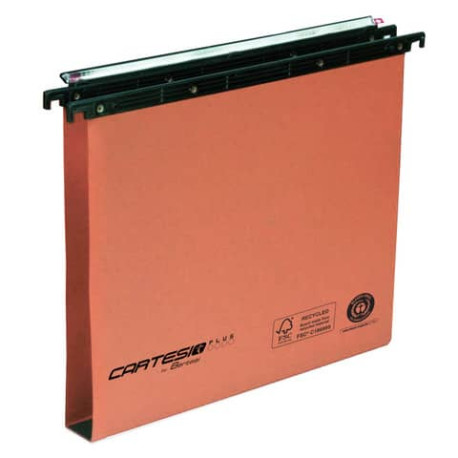 Cartelle sospese orizzontali per cassetti CARTESIO PLUS 33 cm fondo U3 cm arancio Cf. 25 pz - 300/33