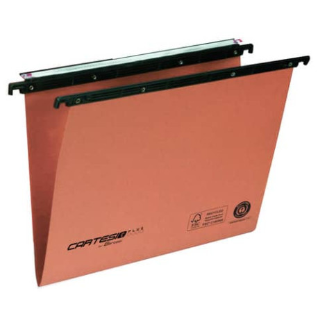 Cartelle sospese orizzontali per cassetti CARTESIO PLUS 39 cm fondo a V arancio Cf. 25 pz - 300/395 