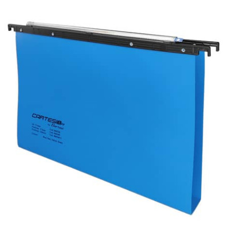 Cartelle sospese orizzontali per cassetti CARTESIO PP 39 cm fondo a U 3 cm blu Conf. 25 pezzi - 500/