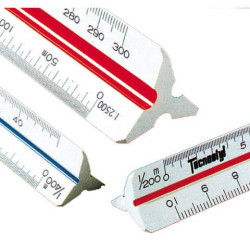 Scalimetro triangolare professionale da 30 cm TECNOSTYL in ABS a 6 scale da 1:20 a 1:125 - 91/B