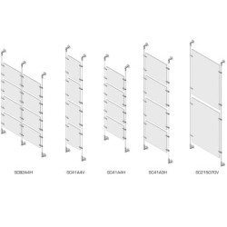 Sist. a cavetto 4 pannelli porta-avvisi Tecnostyl A3 in allum. 48x4,5x400 cm con viti+tasselli fissa