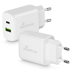 Presa caricatore Media Range 3.1A Dual USB per smartphone e tablet bianco MRMA104-02