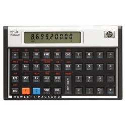 Calcolatrice finanziaria HP con display LCD da 12 caratteri regolabile nero/argento - HP-12C PLAT/UU