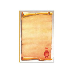Carta pergamenata Decadry a tema Classic Collection con sigillo avorio Conf. 25 fogli - T036634