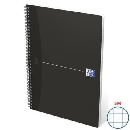 Quaderno spiralato OXFORD Office Essentials Maxi A4 nero quadretti