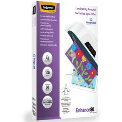 Pouches per plastificatrici FELLOWES Enhance80 A3 80my trasparente lucido conf.100 - 5306207