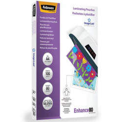 Pouches per plastificatrici FELLOWES Enhance80 A4 80my trasparente lucido conf.100 - 5306114