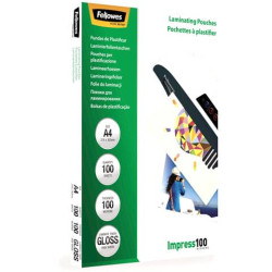 Pouches per plastificatrici FELLOWES A4 100my per lato trasparente lucido conf.100 - 5351111