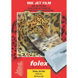 Film adesivo per stampanti inkjet Folex Sticky Jet CL trasparente 0,05 mm A4 Conf. 50 pezzi - 2939C.