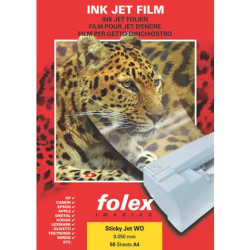 Film adesivo per stampanti inkjet Folex Sticky Jet WO trasparente 0,05 mm A4 Conf. 50 pezzi - 2939W.