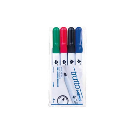 Marcatore per lavagne bianche TRATTO Memo punta tonda 1-2,5 mm assortiti Conf. 4 pezzi - 854100