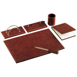 Set da scrivania classico Munari in similpelle bruciato 6 pezzi - 22028MU2300