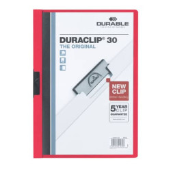 Cartellina con clip Durable DURACLIP® A4 - dorso 3 mm - capacità 30 fogli rosso - 220003