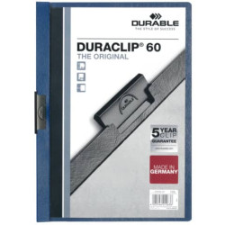 Cartellina con clip Durable DURACLIP® A4 - dorso 6 mm - capacità 60 fogli blu - 220907