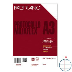 Fogli protocollo Fabriano Miliaflex A3 125 g/m² rigato uso bollo Conf. 200 fogli - 02310125