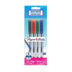 Penne gel con cappuccio Paper Mate PM Jiffy 0,5 mm Nero/Blu/Rosso/Verde Conf. 4 pezzi - 2084411