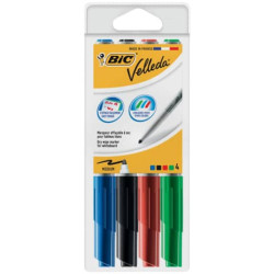 Marcatori per lavagne bianche BIC Velleda 1741 punta conica 4,5 mm assortiti  astuccio da 4 - 958150