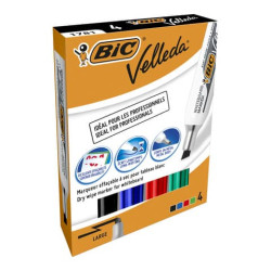 Marcatori per lavagne bianche BIC Velleda 1781 punta a scalpello 3,3-4,6 mm assortiti  wallet da 4 -