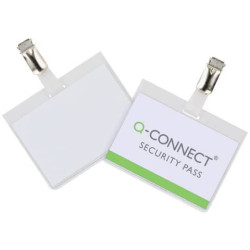 Portabadge Q-Connect plastica 90x60 mm con clip apertura laterale Confezione da 25 pezzi - KF01562