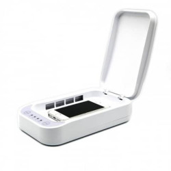 Sterilizzatore UV portatile GekoClean per smartphone e mascherine, bianco, con caricabatterie e diff