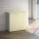 Armadio basso a 2 ante LineKit Flat 90x40,1xH.87,7 cm ante/top acero - ripiani/fianchi trama grigio 