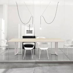 Tavolo riunione meeting LineKit Swing Twist 240x120xH.73 cm - piano rovere - struttura alluminio - T
