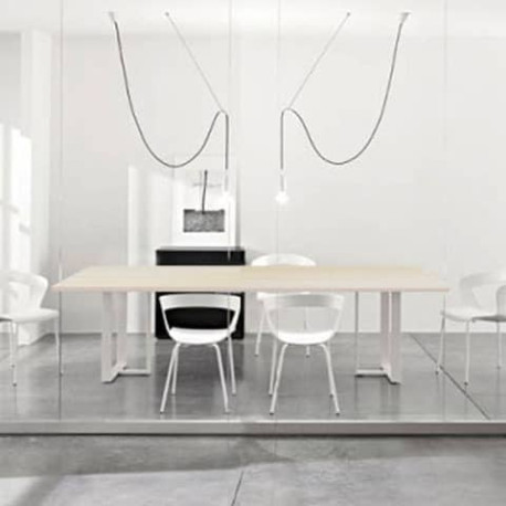 Tavolo riunione meeting LineKit Swing Twist 240x120xH.73 cm - piano rovere - struttura bianco - T606
