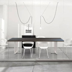 Tavolo riunione meeting LineKit Swing Twist 240x120xH.73 cm - piano wengé - struttura bianco - T6060